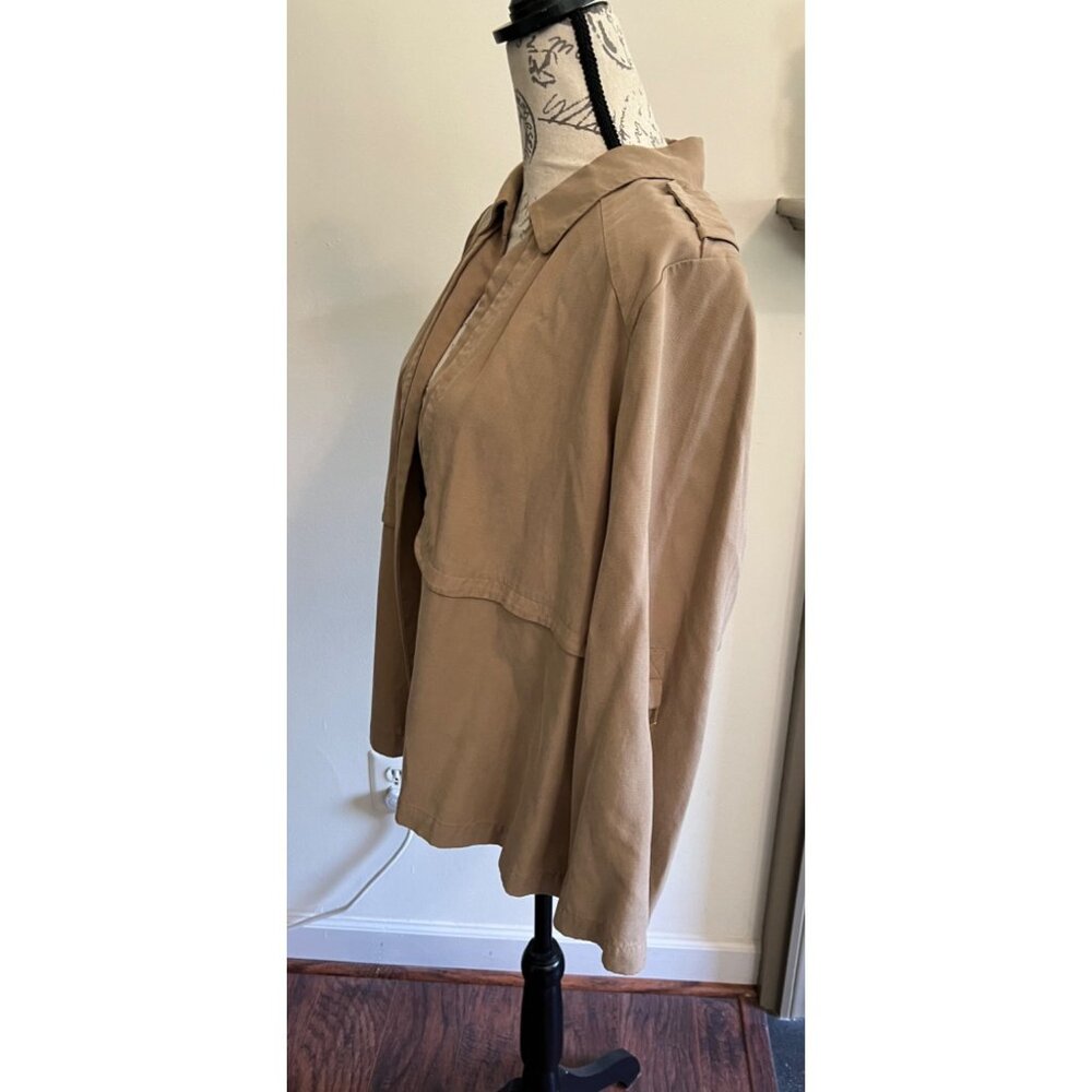 Chico's Jacket Blazer Open Collared Tan Brown Lyocell Neutral Business  2 Medium - Picture 3 of 10